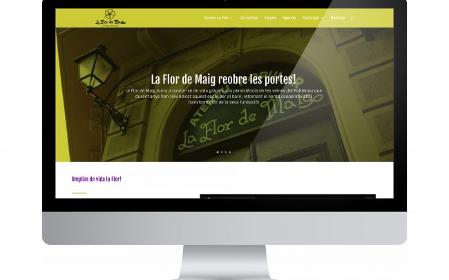 Disseny de la nova pàgina web de l’Ateneu popular Flor de Maig, un espai veïnal de transformació social. És un projecte autogestionat, que té l’objectiu de fomentar la participació de totes les persones.