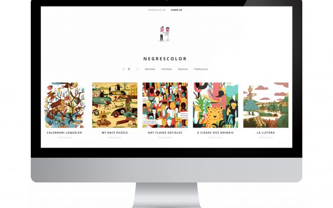 Disseny de la nova pàgina web de l’il·lustrador Negrescolor, guanyador de diversos premis i reconeixements, el qual aporta els seus dibuixos a iniciatives col·lectives d’esperit crític i pràctiques radicals.